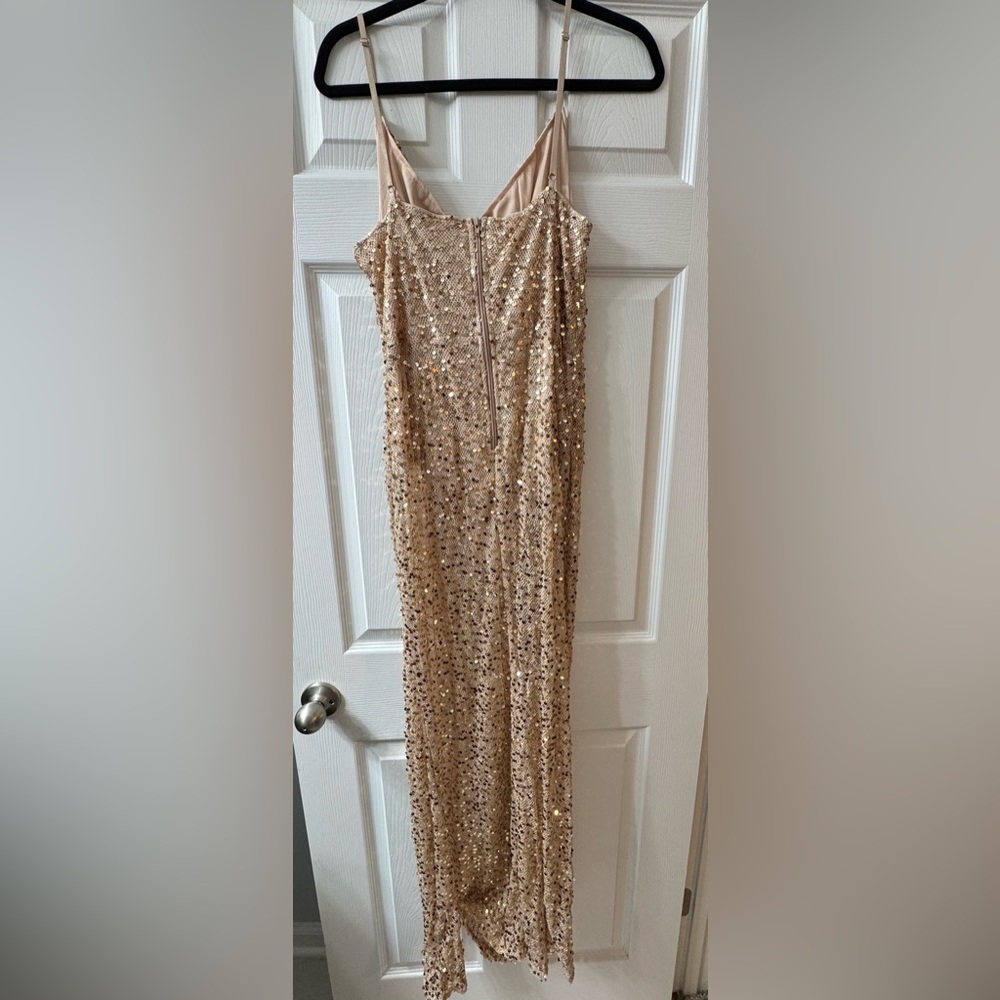 NWOT Fashion Nova Monica Sequin Maxi Dress - Gold - Picture 5 of 8